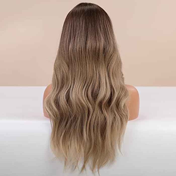 DILLARDS Tantako Long Dark Blonde Wig Ombre Wig For Women Heat Resistant Middle Part Daily Brown Wigs With Wigs Cap (Ombre Brown #0333) - Image 1